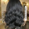 Lace Front Wig Blended Human Hair Synthetic Mix Natural Black Long  Hairpieces For Black Women Beginner Friendly Daily Wear