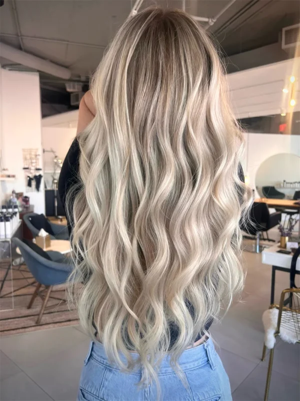 S273cecc8068141588727b44ed8074862K.webp 13x4 Lace Front Wig for White Women Long Body Wavy Synthetic Wigs Balayage Platinum Ash Blonde Luxury Lace Wig High Heat Firbe