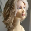 S28c3d9b8007544dabb851107bcd803d4a.webp Synthetic Lace Front Wig Short Wavy Bob Wig for Women Blonde Highlights Glueless HD 13X4 Lace Front Wig Pre Plucked Middle Part