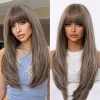 Blonde Golden Wig With Bangs Long Straight Hair Natural Wig For Women Cosplay Wigs Heat Resistant Synthetic  Fake Hair