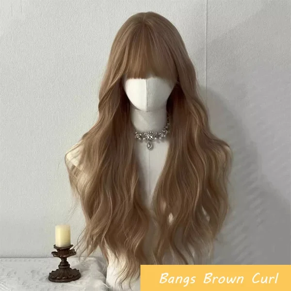 Synthetic Long Body Wave Black And Gray Ombre Cosplay Wigs White Blonde for Women Long Wavy Hair Natural Lolita