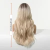 Long Blonde Ombre Wavy Synthetic Wigs with Dark Roots for Women Perfect for Daily Cosplay Natural Hairs Bangs Wig Heat Resistant