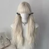 Synthetic Long Body Wave Black And Gray Ombre Cosplay Wigs White Blonde for Women Long Wavy Hair Natural Lolita