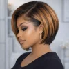 Lace Wig, Inner Net Size 13x5x1 Inches, Side T-Parting, 180% Density, Natural Brazilian Wave, 8-Inch Short Straight Hair