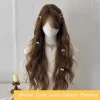 Synthetic Long Body Wave Black And Gray Ombre Cosplay Wigs White Blonde for Women Long Wavy Hair Natural Lolita