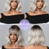 S577bbd1d92314c5f880b8d4401ca6e1eJ.webp Ombre Blonde Brown Synthetic Short Wavy Wigs with Bangs Platinum Bob Cosplay Halloween Lolita Hair Wigs for Women Heat Resistant