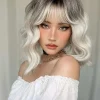 S8228ba3eed274c1ca00ceff007e49185S.webp Ombre Blonde Brown Synthetic Short Wavy Wigs with Bangs Platinum Bob Cosplay Halloween Lolita Hair Wigs for Women Heat Resistant