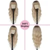 Ombre Blonde Wig with Bangs Long Wavy Wig Platinum Blonde Wigs for Women with Dark Roots Natural Synthetic Wigs Curly Hair