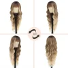 Synthetic Long Blonde Wigs with Bangs for Women Curly Wavy Hair Wigs Heat Resistant Fiber Wigs for Daily Party Use 26 Inches