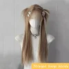 Synthetic Long Body Wave Black And Gray Ombre Cosplay Wigs White Blonde for Women Long Wavy Hair Natural Lolita
