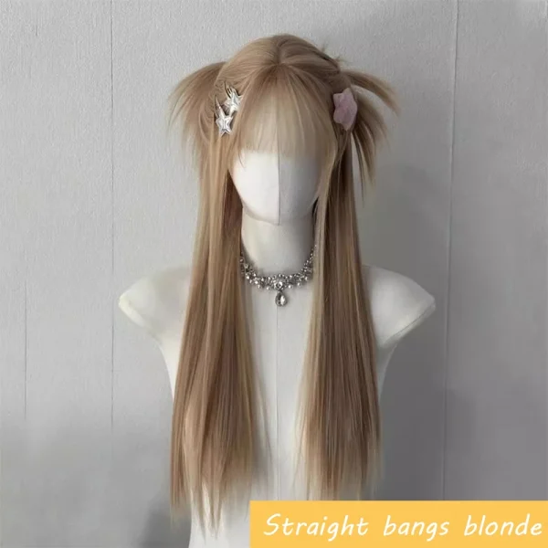 Synthetic Long Body Wave Black And Gray Ombre Cosplay Wigs White Blonde for Women Long Wavy Hair Natural Lolita