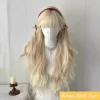 Synthetic Long Body Wave Black And Gray Ombre Cosplay Wigs White Blonde for Women Long Wavy Hair Natural Lolita