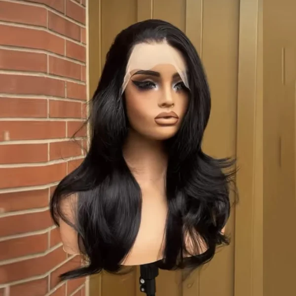 Black Lace Front Wig Long Natural Wave Synthetic Hair 13x4 Frontal Lace Wigs for Women Natural Hairline Daily Wear Cosplay