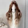 Synthetic Long Body Wave Black And Gray Ombre Cosplay Wigs White Blonde for Women Long Wavy Hair Natural Lolita