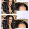Lace Front Wig Blended Human Hair Synthetic Mix Natural Black Long  Hairpieces For Black Women Beginner Friendly Daily Wear
