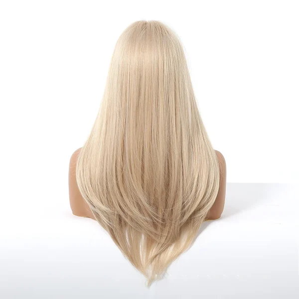 Blonde Golden Wig With Bangs Long Straight Hair Natural Wig For Women Cosplay Wigs Heat Resistant Synthetic  Fake Hair