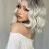 Sc1c05eaece7744fc93efc66f5375f22cY.webp Ombre Blonde Brown Synthetic Short Wavy Wigs with Bangs Platinum Bob Cosplay Halloween Lolita Hair Wigs for Women Heat Resistant