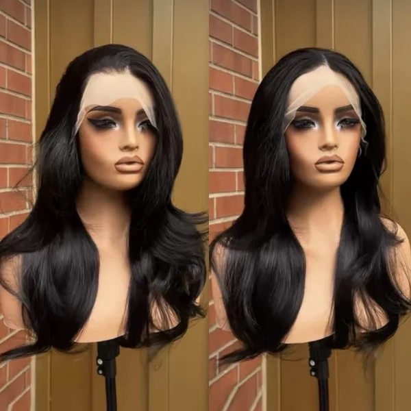 Black Lace Front Wig Long Natural Wave Synthetic Hair 13x4 Frontal Lace Wigs for Women Natural Hairline Daily Wear Cosplay