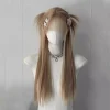 Synthetic Long Body Wave Black And Gray Ombre Cosplay Wigs White Blonde for Women Long Wavy Hair Natural Lolita