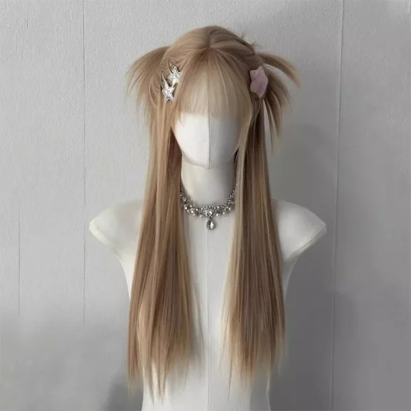 Synthetic Long Body Wave Black And Gray Ombre Cosplay Wigs White Blonde for Women Long Wavy Hair Natural Lolita