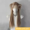 Synthetic Long Body Wave Black And Gray Ombre Cosplay Wigs White Blonde for Women Long Wavy Hair Natural Lolita
