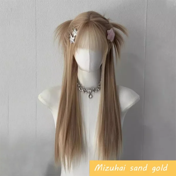 Synthetic Long Body Wave Black And Gray Ombre Cosplay Wigs White Blonde for Women Long Wavy Hair Natural Lolita