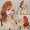 Sf567fb6139d3480480153d7c1d81183e8.webp Ombre Blonde Brown Synthetic Short Wavy Wigs with Bangs Platinum Bob Cosplay Halloween Lolita Hair Wigs for Women Heat Resistant