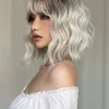 Sf84932921d254161b2b31eaeecd4e0cb1.webp Ombre Blonde Brown Synthetic Short Wavy Wigs with Bangs Platinum Bob Cosplay Halloween Lolita Hair Wigs for Women Heat Resistant