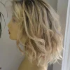 Sfa84963d8711439fa096dba0bead189eI.webp Synthetic Lace Front Wig Short Wavy Bob Wig for Women Blonde Highlights Glueless HD 13X4 Lace Front Wig Pre Plucked Middle Part